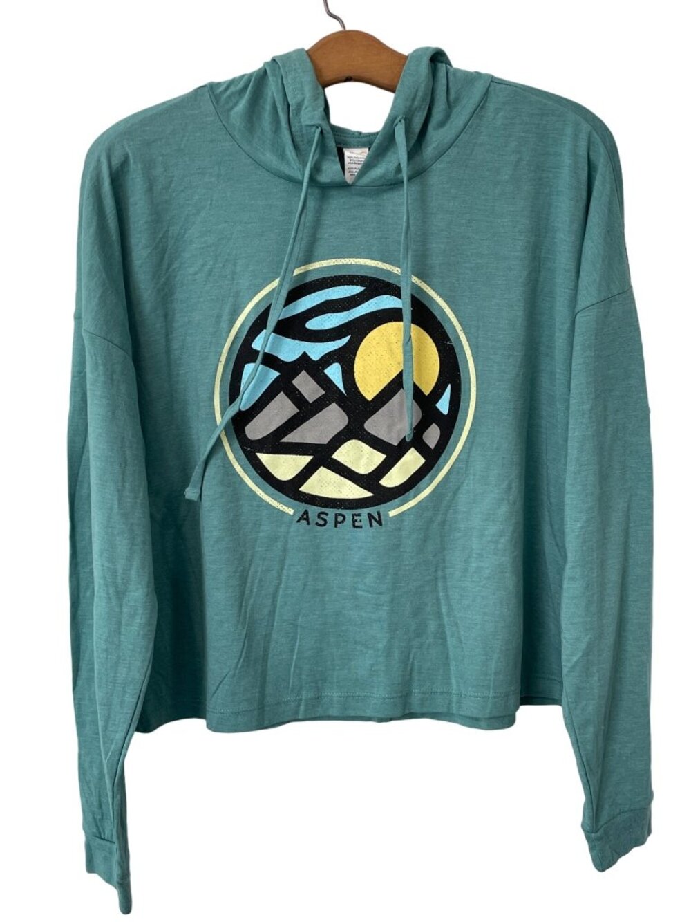 Good Land Supply Co. Hoodie Medium Aspen Long Sleeve Pullover Teal Graphic NEW